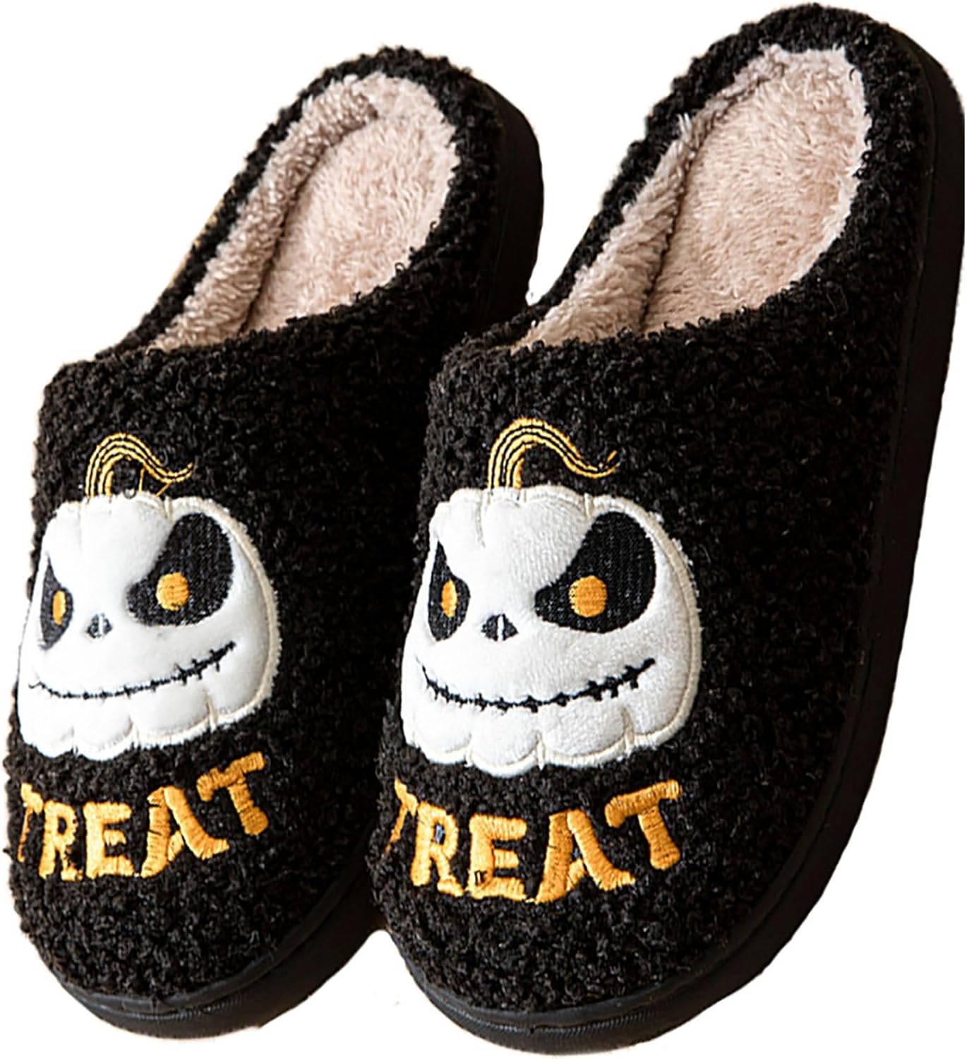 

Тапочки QBTZJ «Хэллоуинский призрак» для женщин и мужчин, смешной череп, пушистые тапочки, мягкие, теплые, легкие, для дома и улицы, Pumpkin 3