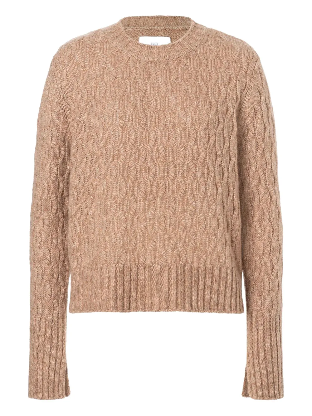 

Кабельный трикотажный свитер с круглым вырезом Lu Ren, нейтральный