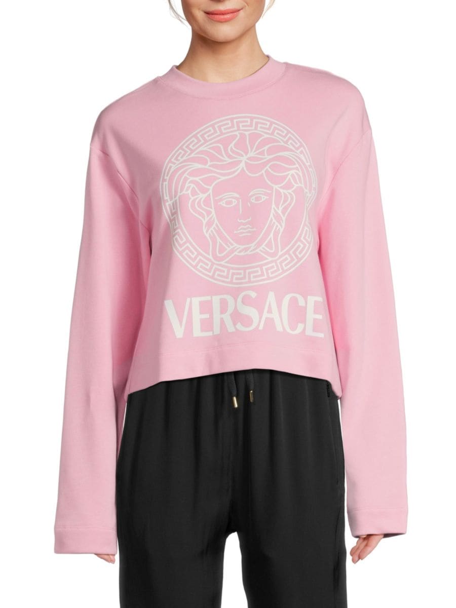 

Хлопковая толстовка с логотипом Medusa Versace, цвет Pink White