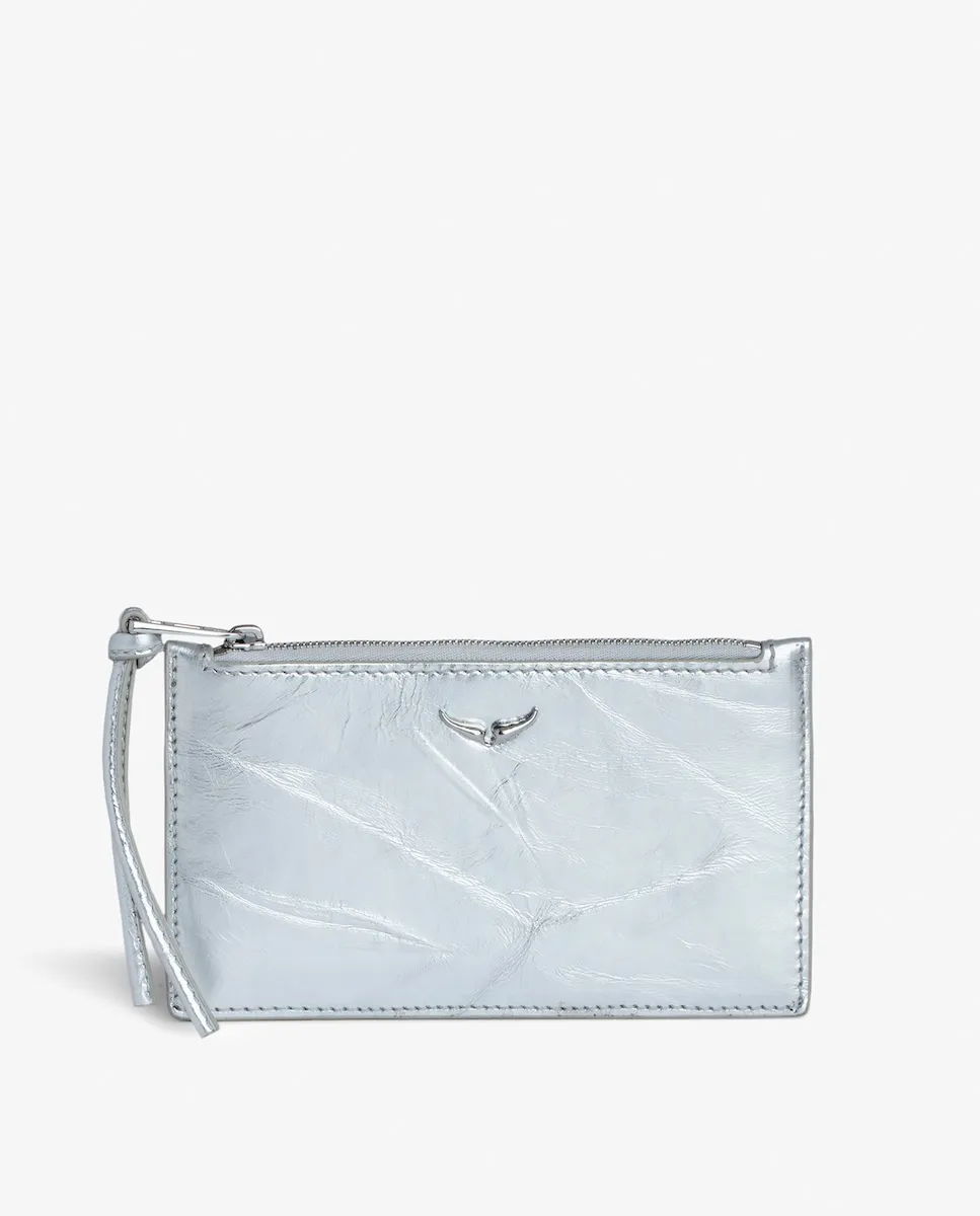 

Женский кошелек Long Eternal из серебристой морщинистой кожи Zadig & Voltaire, серебряный
