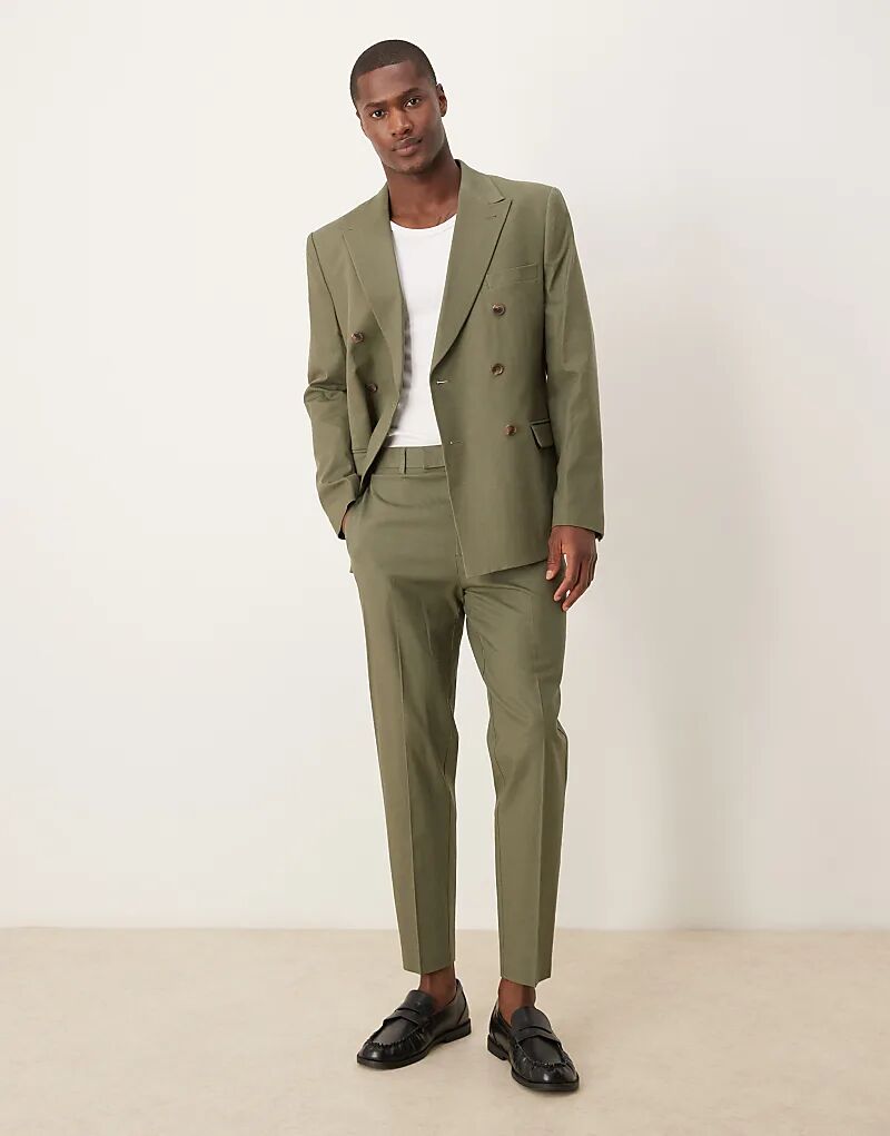 

Зауженные брюки из льняной смеси ASOS DESIGN зеленого цвета - MGREEN