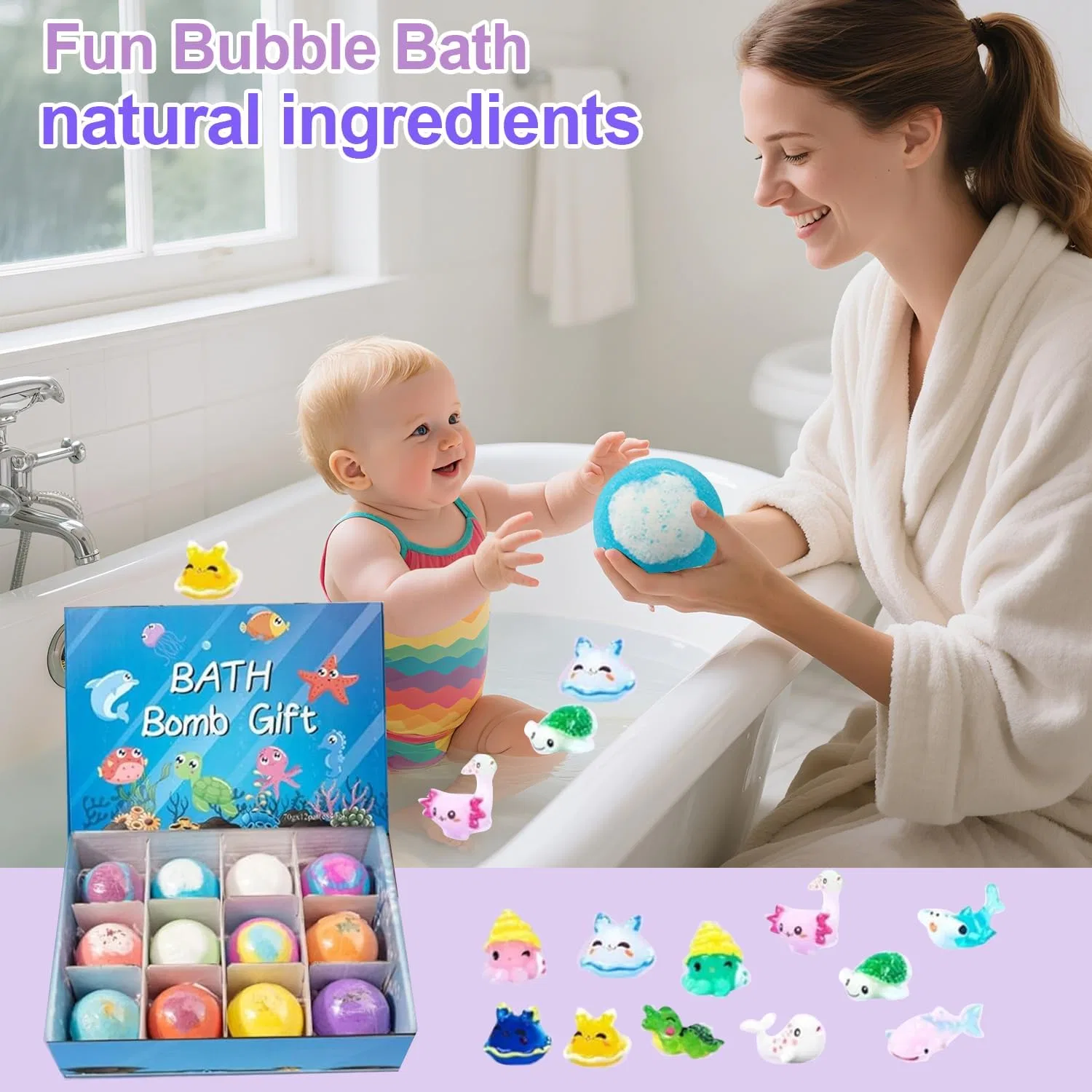 Набор из 12 детских бомбочек для ванны с игрушками Sulobom, A Set — фото 4