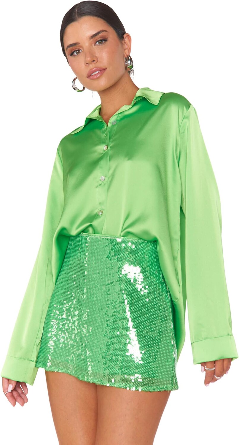 

Вся ночная юбка Show Me Your Mumu, цвет Bright Green Sequins