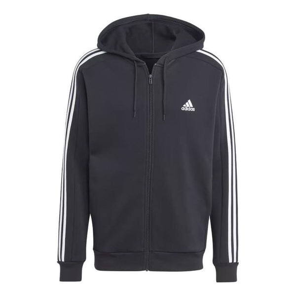 

Куртка флисовые 3 полоски Толстовка с капюшоном на молнии Adidas, черный