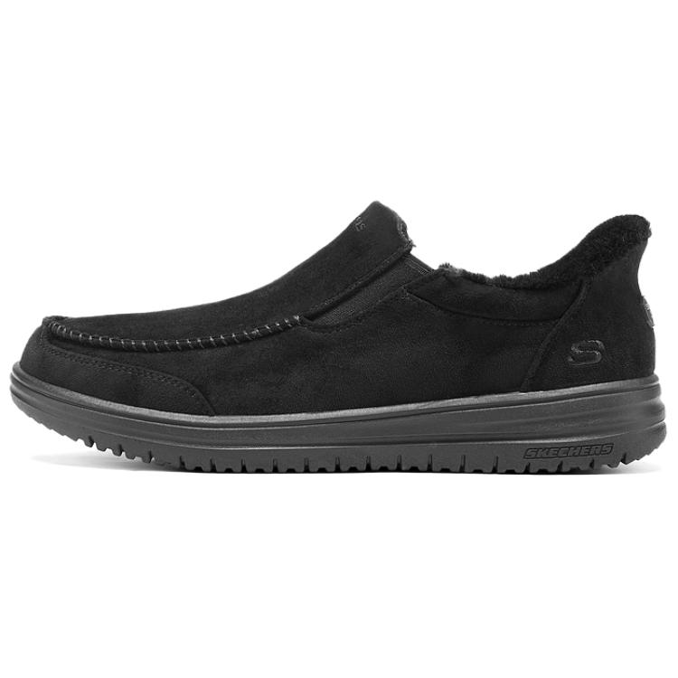 Утепленные короткие зимние ботинки на липучках для мужчин черные Skechers, черный+Giveaway (Panda Charm) — фото 3