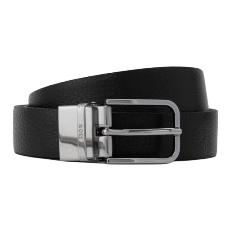 

HUGO BOSS Кожаный ремень из коровьей кожи мужской black 4cm