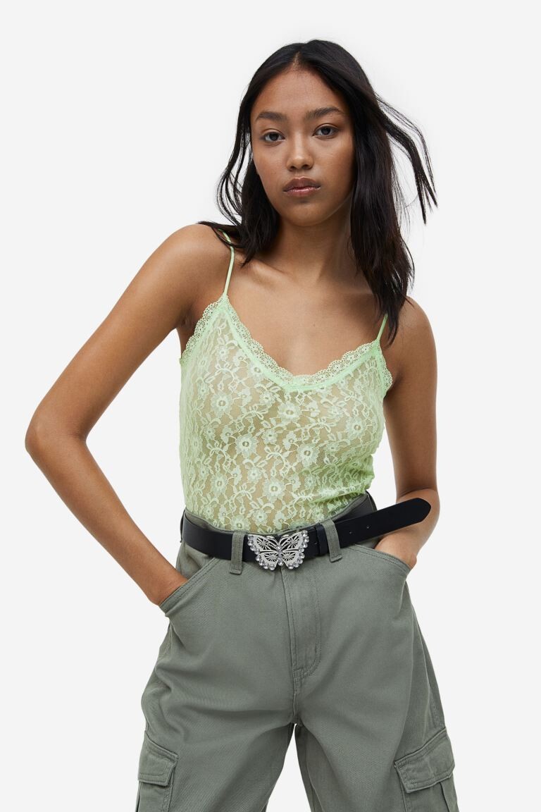 

Прозрачный кружевной топ с ремешками H&M