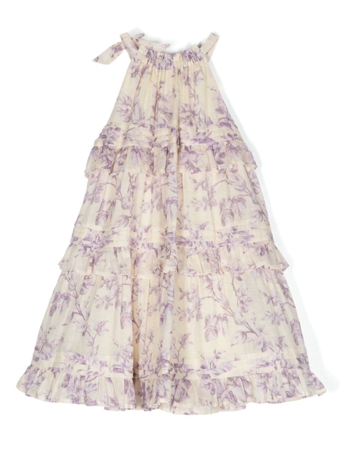 

ZIMMERMANN Kids ярусное платье с цветочным принтом, нейтральный цвет