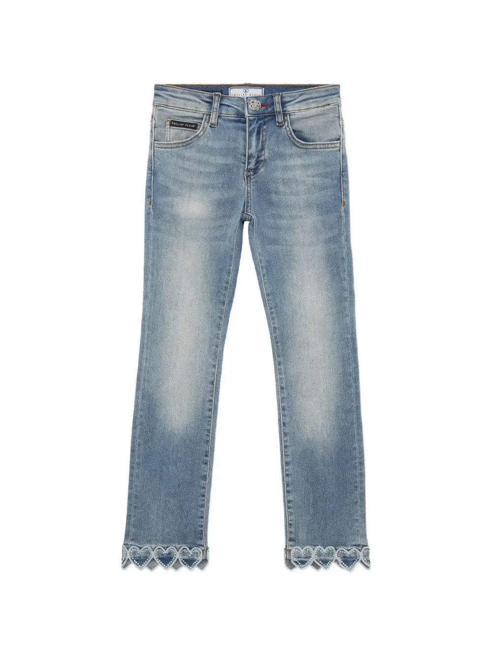 Джинсы из денима с деталями в виде сердца Philipp Plein Junior, синий