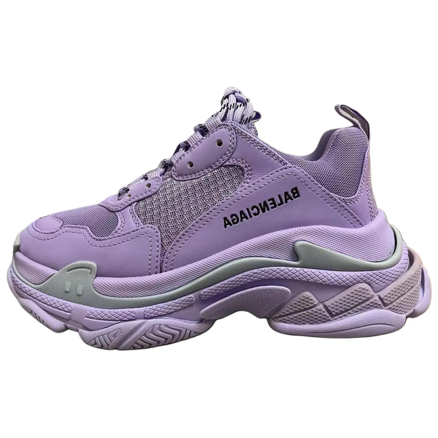 Тройные S Низкие Массивные Кроссовки Женские Фиолетовые Balenciaga