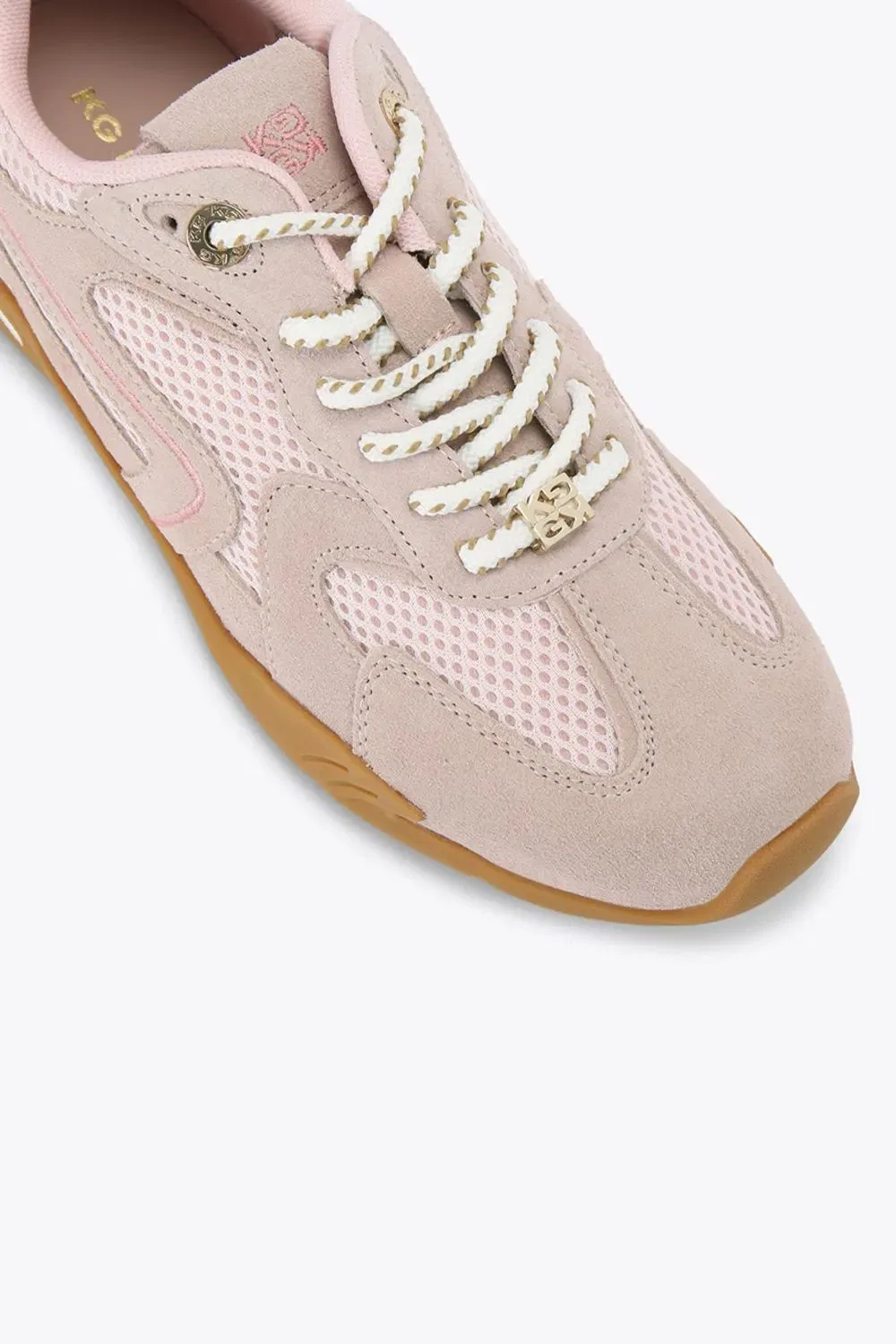 Кроссовки на шнуровке из замши Kg Kurt Geiger, розовый — фото 4