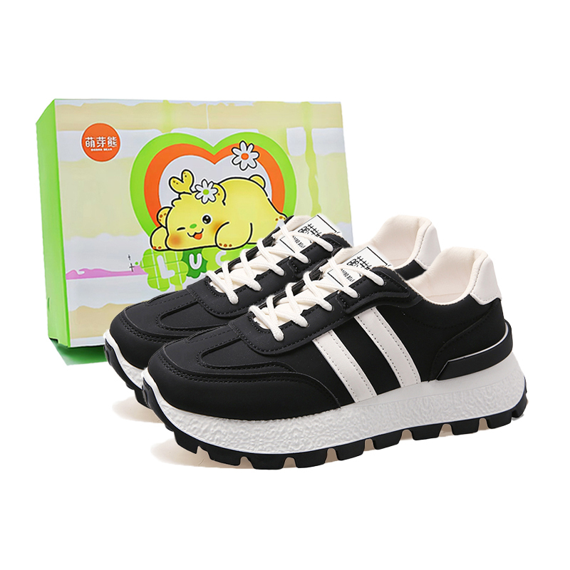 

Budding Bear Антискользящие износостойкие дышащие легкие повседневные низкие кроссовки для увеличения роста унисекс черные Sprout Box, цвет Black Sprout Box