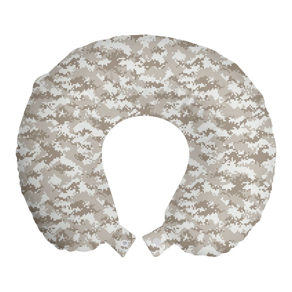 

ABAKUHAUS Camo Travel Pillow Support Neck, Neutral Tones Abstract, Пенопластовые дорожные принадлежности для самолета и автомобиля, 30x30 см, Темно-коричневый Пыль Кокос