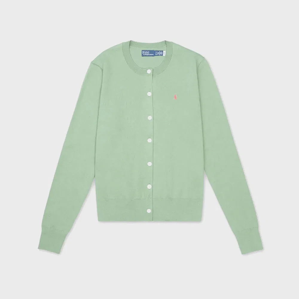 Женский кардиган из смесового хлопка, средне-зелёный, от Polo Ralph Lauren