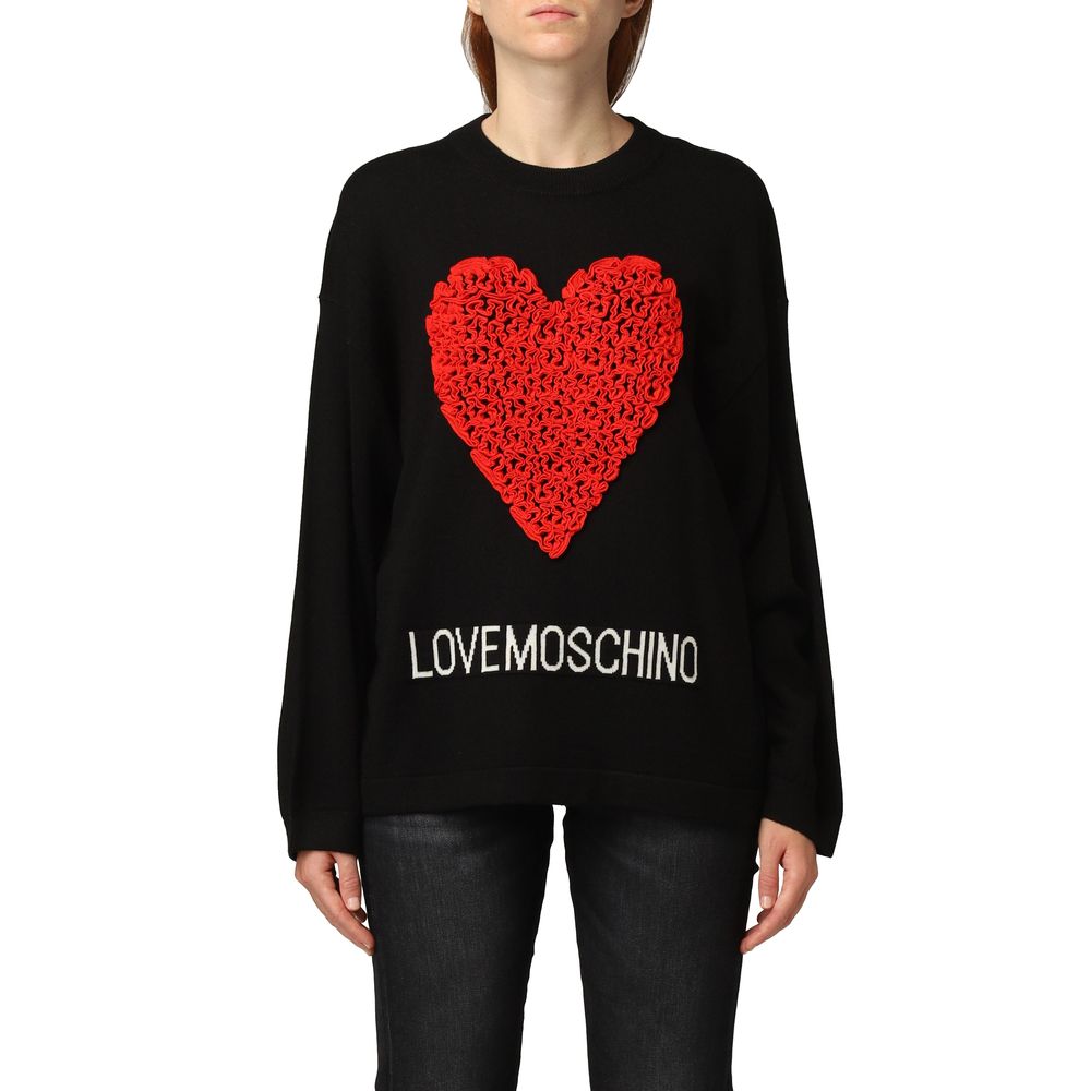 

Черный шерстяной женский свитер LOVE MOSCHINO