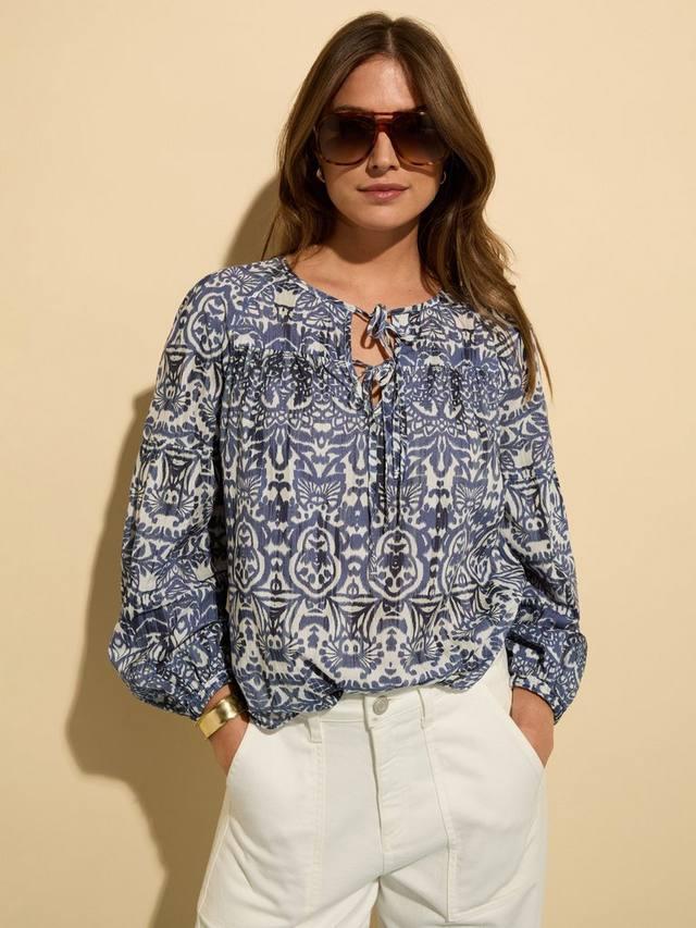 

Блузка Stephanie из хлопка с галстучным воротником Baukjen, Blue/Multi