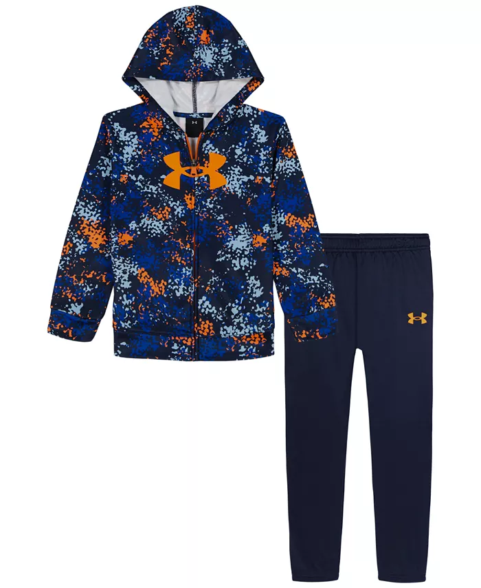 

Мальчики 2T-7 2-предметный комплект с принтом: худи на молнии и джоггеры Under Armour, синий