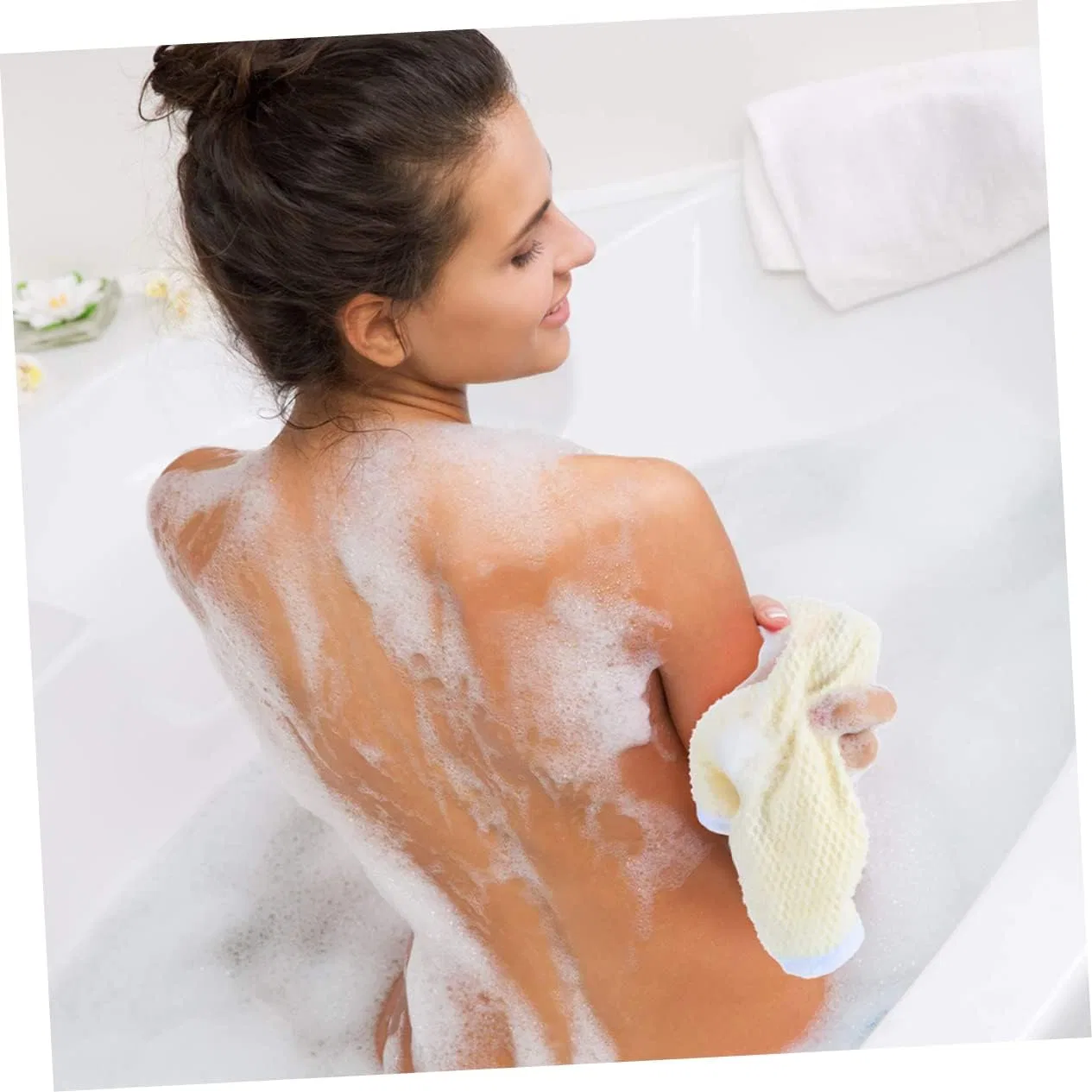 Мочалка для тела из нейлона Beatifufu, 2 шт, бежевый — фото 3