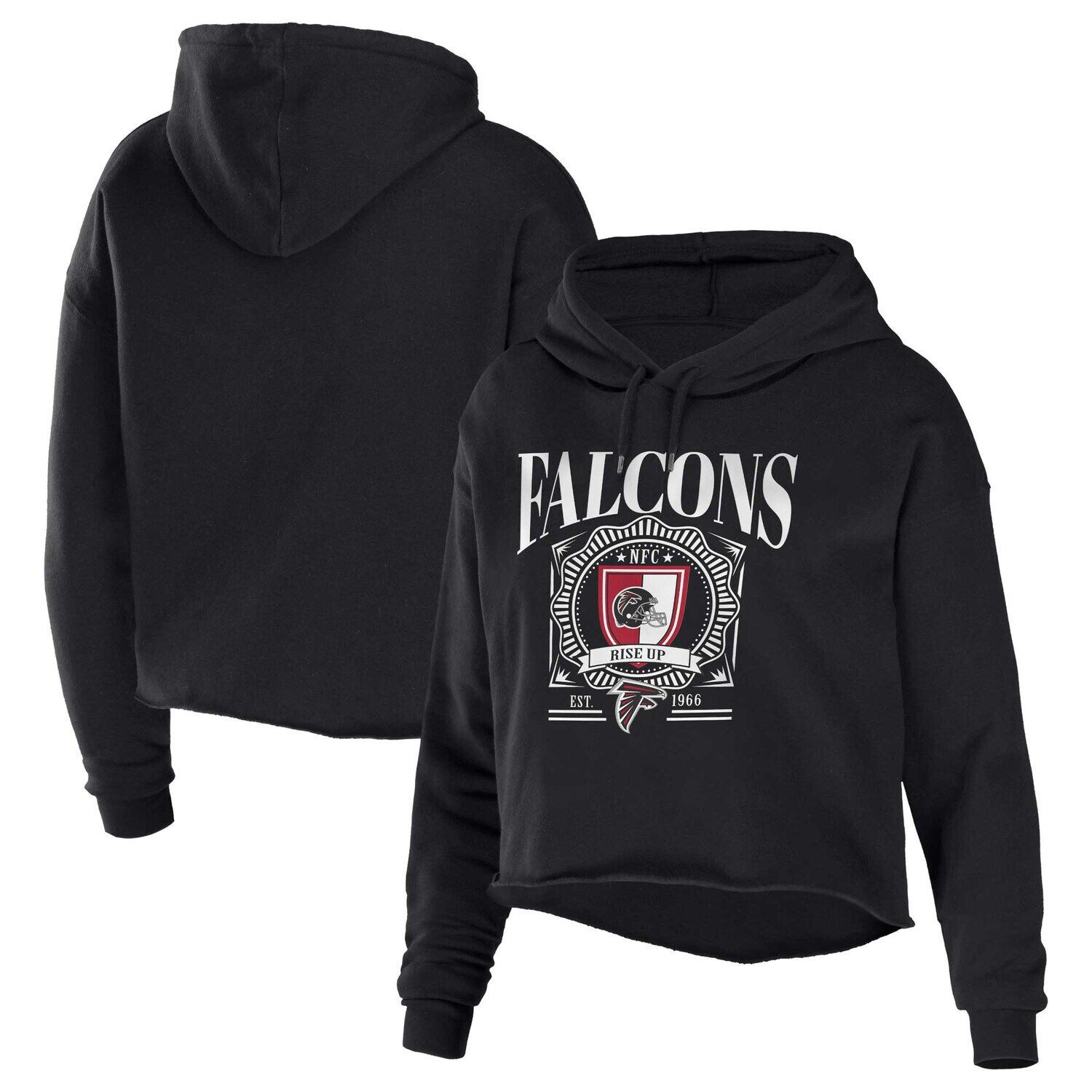 

Женская одежда WEAR by Erin Andrews Черный укороченный пуловер с капюшоном из флиса Atlanta Falcons