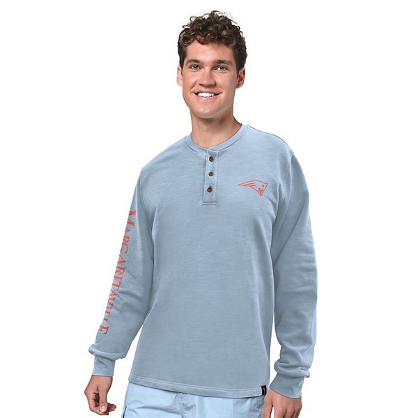 

Мужская светло-голубая футболка long sleeve henley new england patriots five o'clock Margaritaville