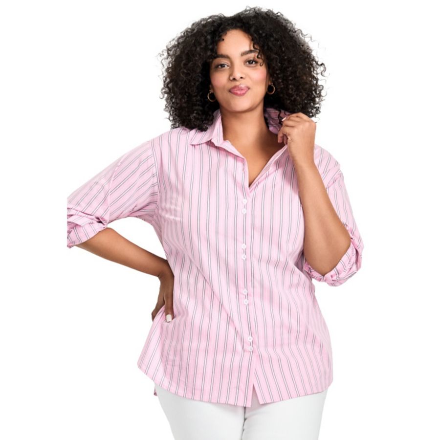 

Женская классическая полосатая рубашка в стиле "бойфренд" AVENUE, Pink stripe