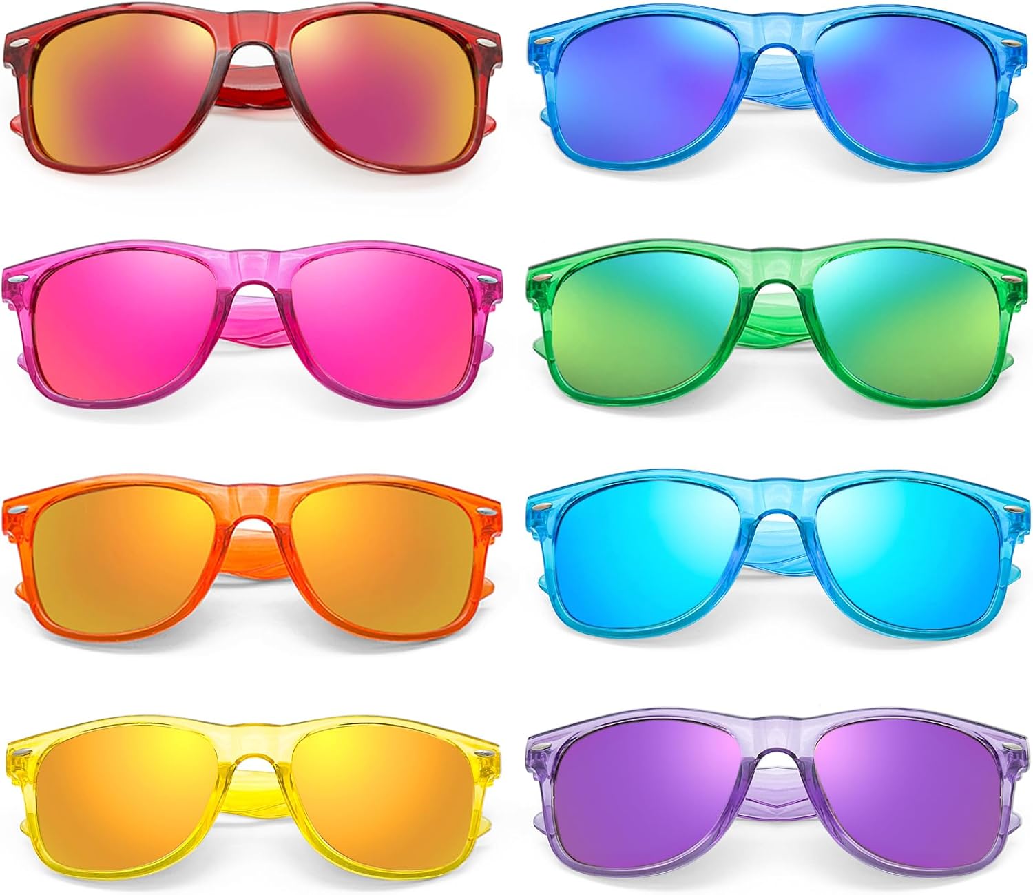 

Солнцезащитные очки Matcheck, 8/16 штук, неоновые цвета, оптовая продажа, сувениры для вечеринок, ретро-классические очки, для дня рождения, бассейна, унисекс, для взрослых, 8 Color Transparent Frame/Mirrored Lens