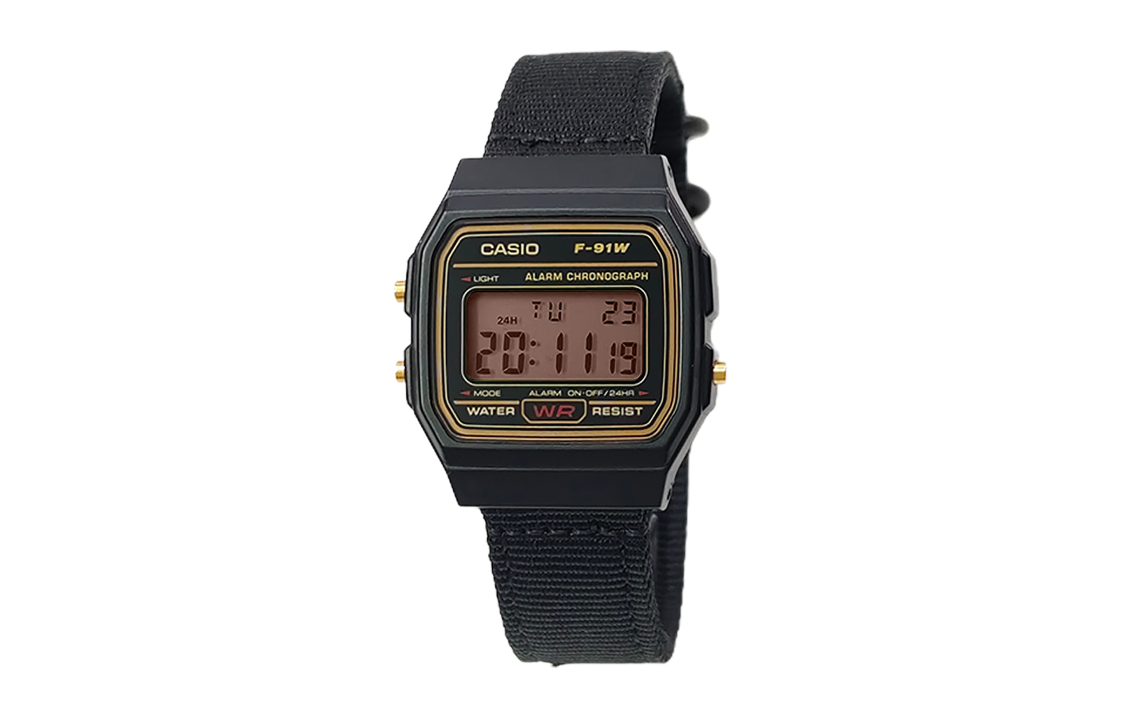 

CASIO Мужские часы Retrofit Series с кварцевым механизмом и нейлоновым ремешком, черный циферблат
