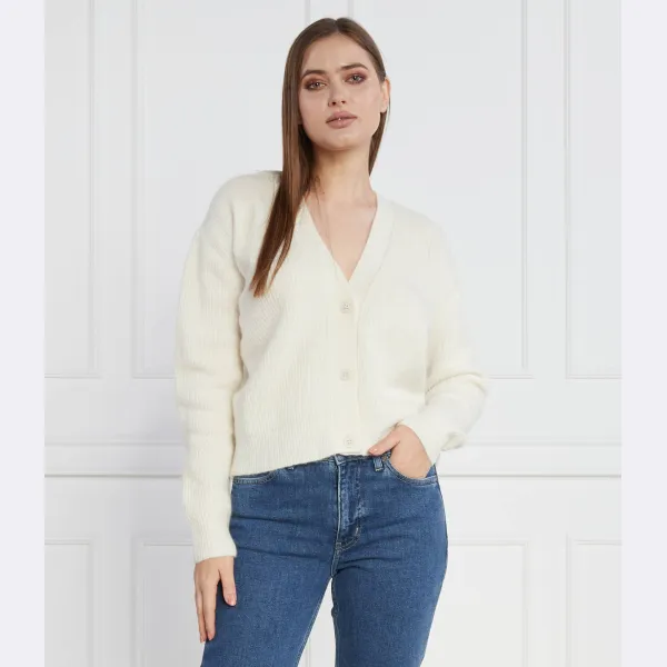 Кардиган классического кроя с добавлением шерсти Calvin Klein, бежевый — фото 2