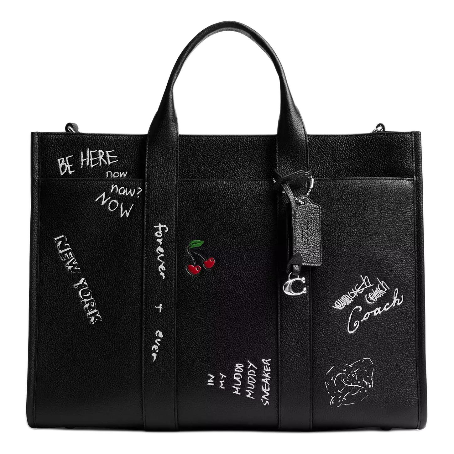 

COACH Сумка-тоут из кожи с текстурой личи, шоппер, сумка через плечо, большая мужская сумка black