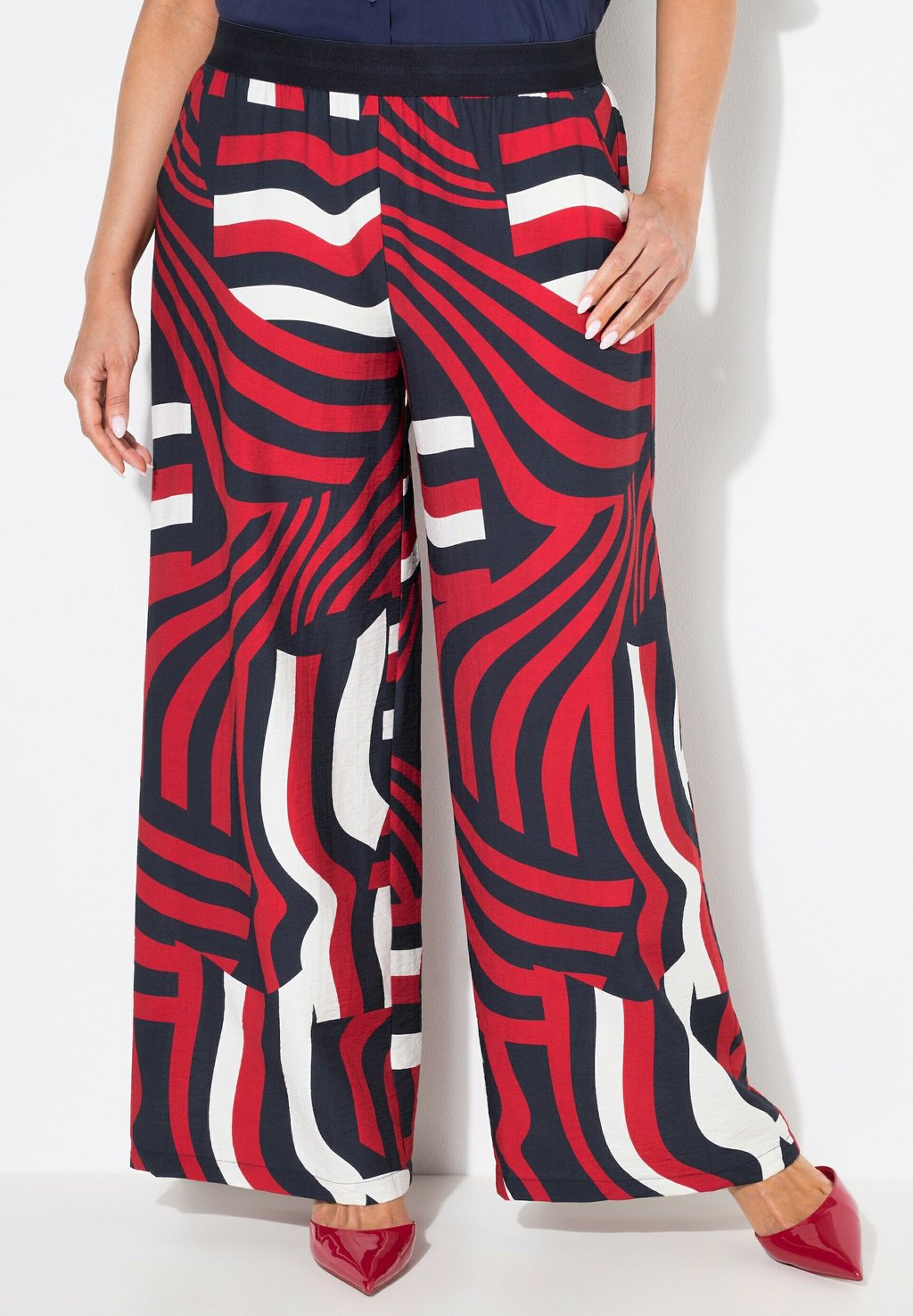 

Брюки ABSTRACT PRINT WIDE LEG ELASTIC WAIST Ulla Popken, светло-розовый