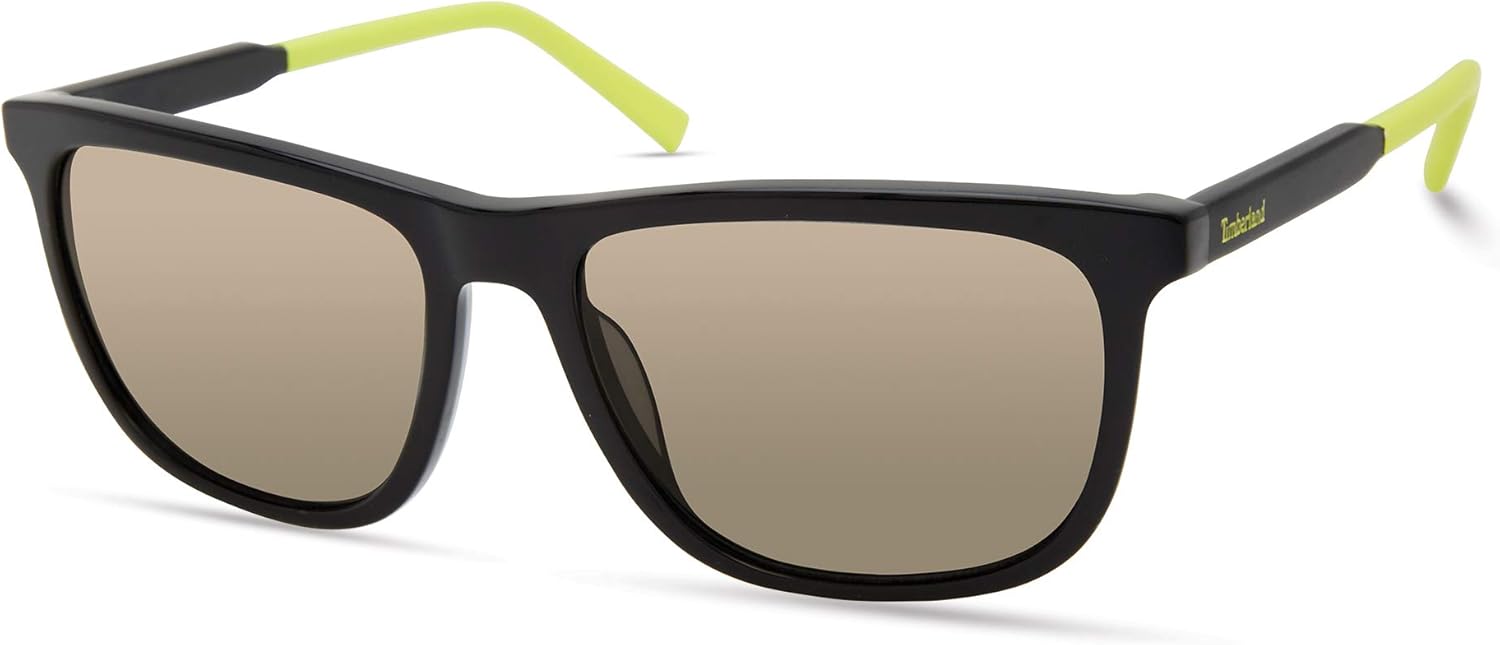 

Timberland мужские TBA9269 Polarized прямоугольные солнцезащитные очки, Shiny Black