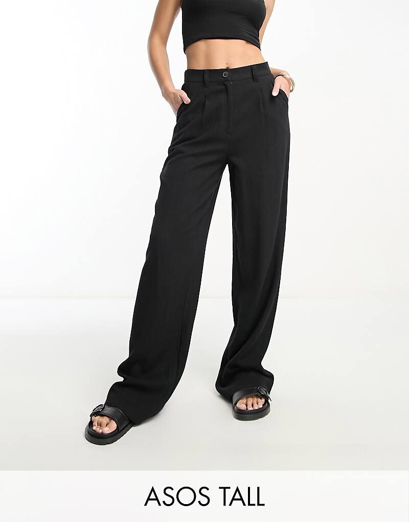 

Черные льняные брюки ASOS DESIGN Tall Dad