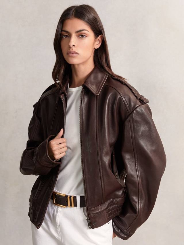 

Куртка Priya из искусственной кожи Reiss, Chocolate Brown