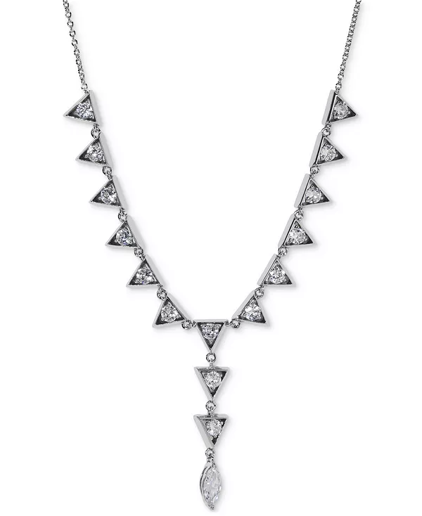 

Ожерелье-Лариат с треугольным серебряным кубическим цирконием, 16 дюймов + 2 дюйма, эксклюзивно в Macy's Eliot Danori, silver