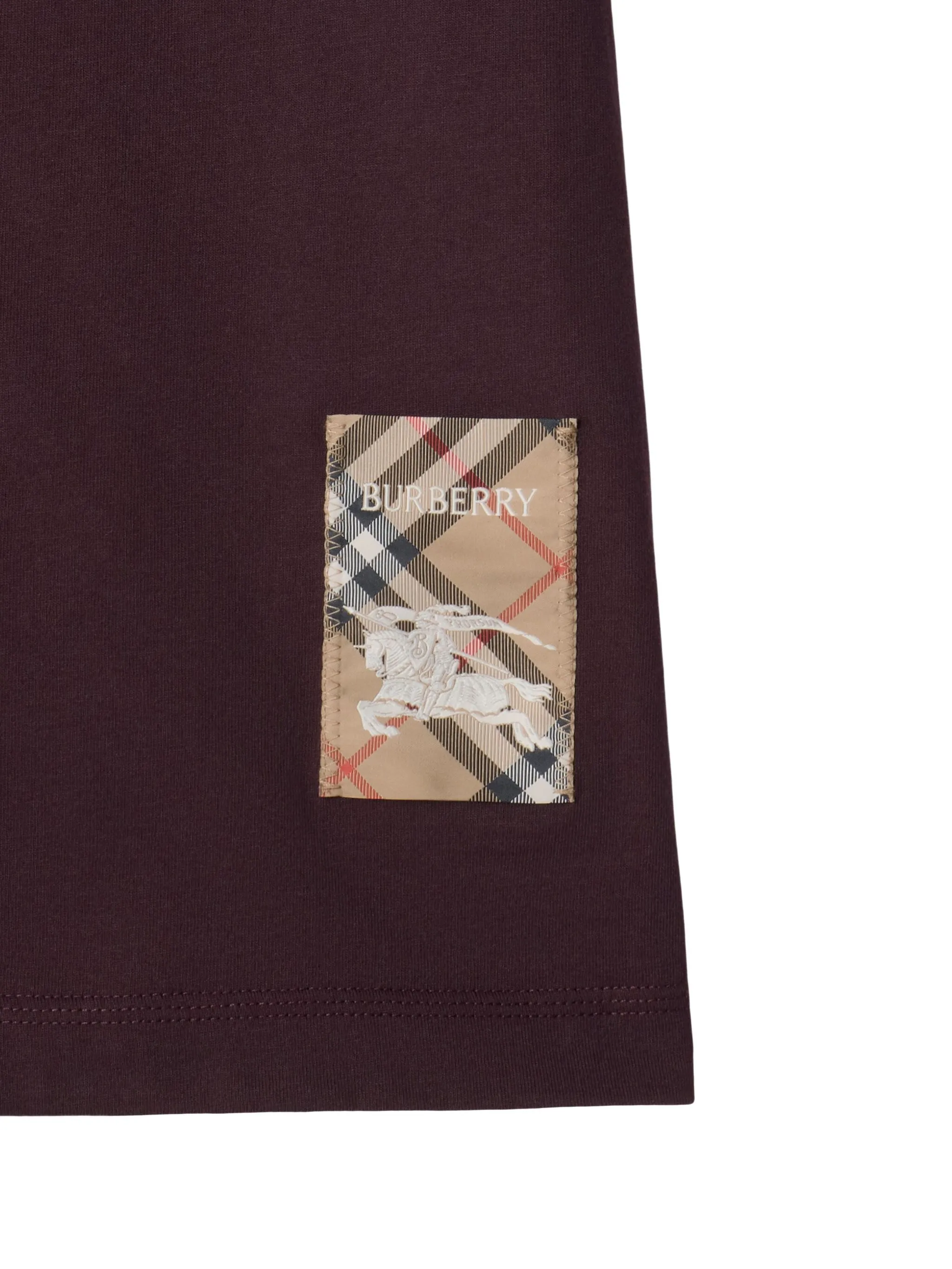 Футболка Burberry с нашивкой в клетку, красный — фото 4