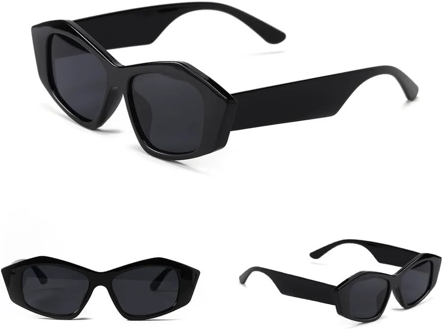 

Солнцезащитные очки Polygon для мужчин и женщин, модные очки «кошачий глаз», винтажные солнцезащитные очки, очки с защитой от УФ-излучения UV400 TKKTLLT, White Grey