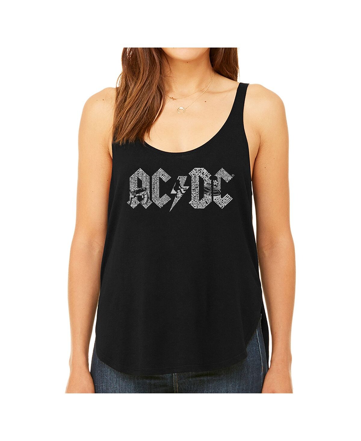 

Женская струящаяся майка AC/DC Premium Word Art LA Pop Art, черный
