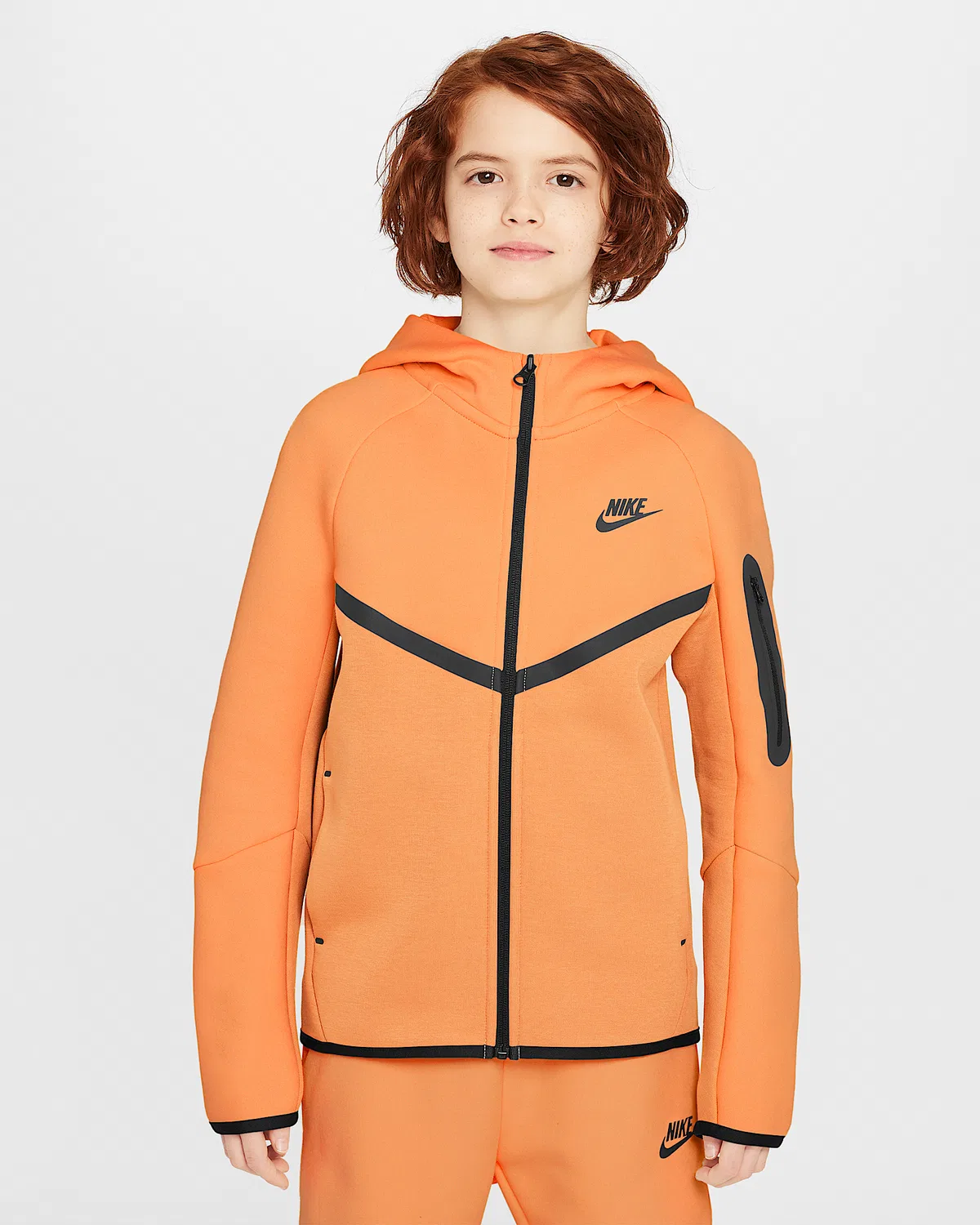 Детская худи Nike Sportswear Tech Fleece на молнии, Marrakesh/Black/Black