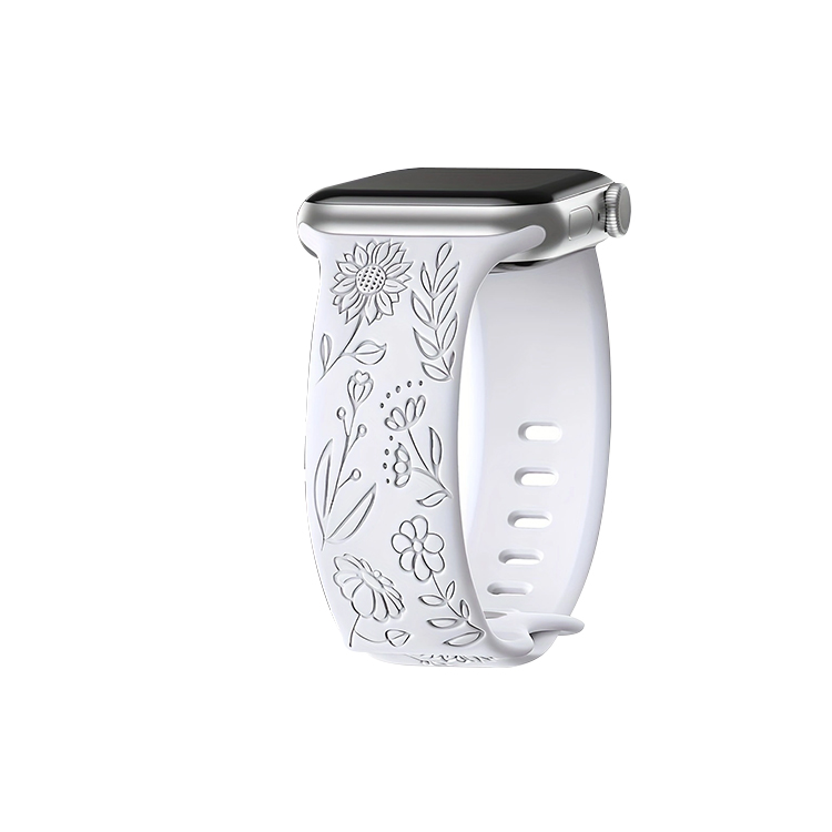 

Vobafe Часы Strap All Compatibility Silicone Material, White|Sunflower embossed double snap fastening