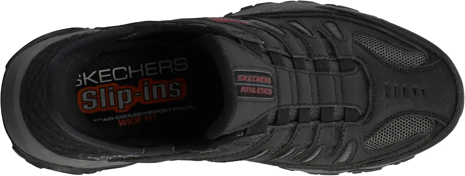Мужские мокасины Skechers Afterburn M. Fit Ridgeburn без застежек с легким надеванием, черный — фото 4