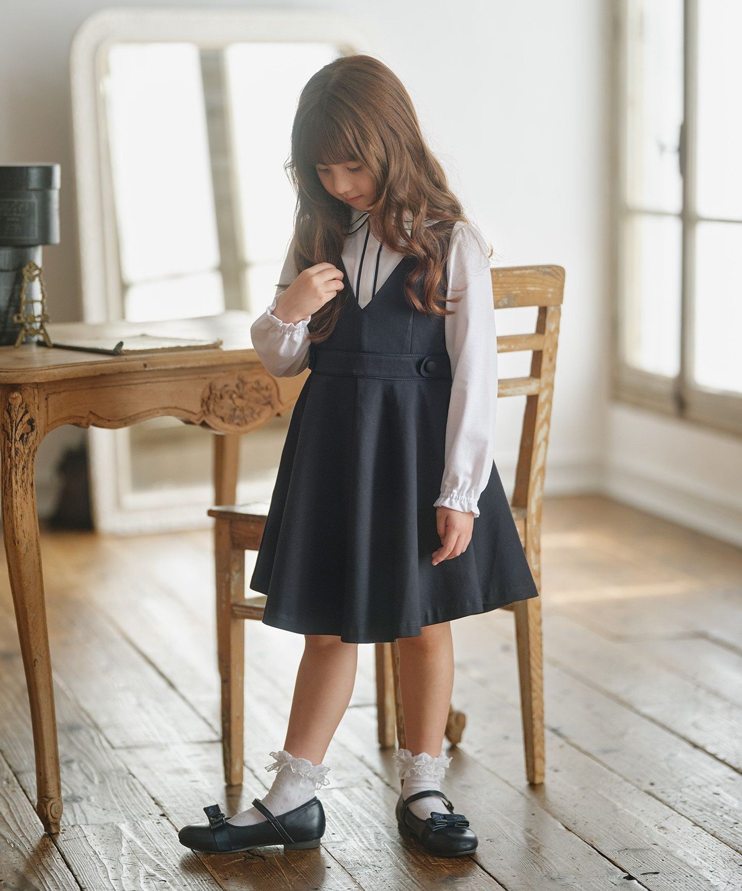 [110-140 см] Двуцветная блузка Kids Suite, Off-white [002] — фото 3