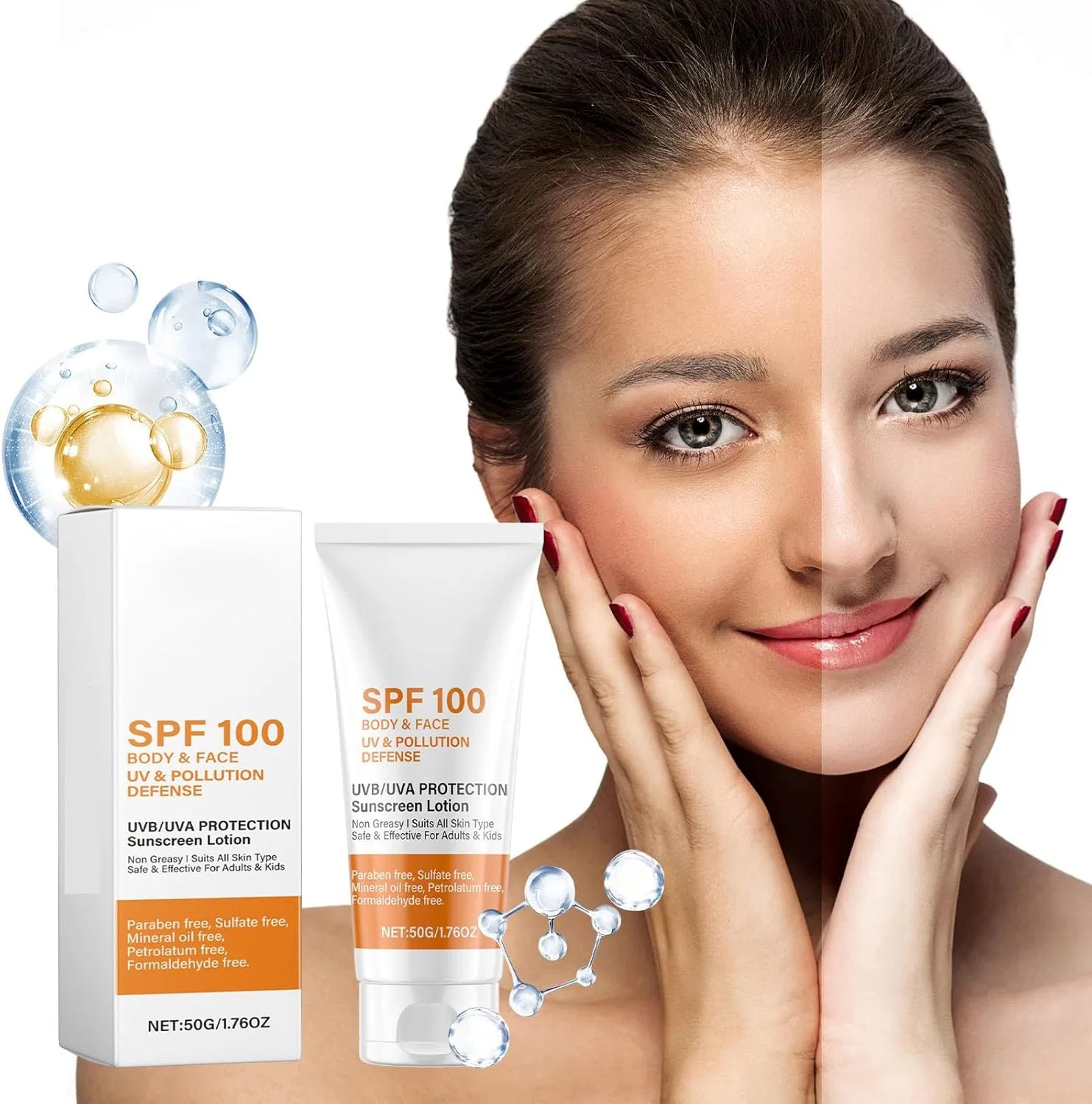 Солнцезащитный лосьон для лица и тела Generic SPF 70, 13x5.5x3.8 см — фото 3