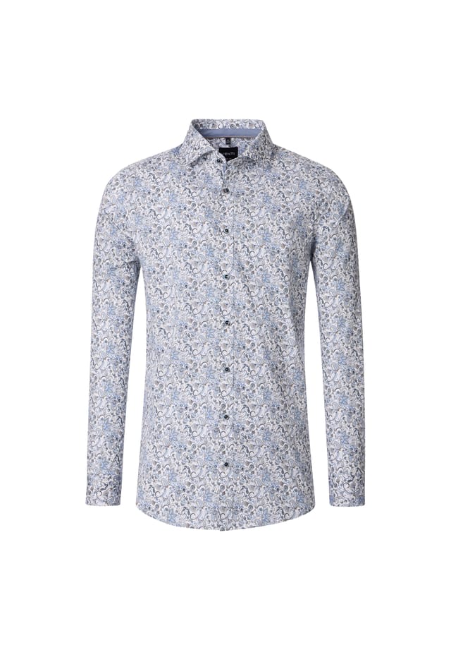 

Рубашка с принтом в деловом стиле облегающая фигуру Venti, синий