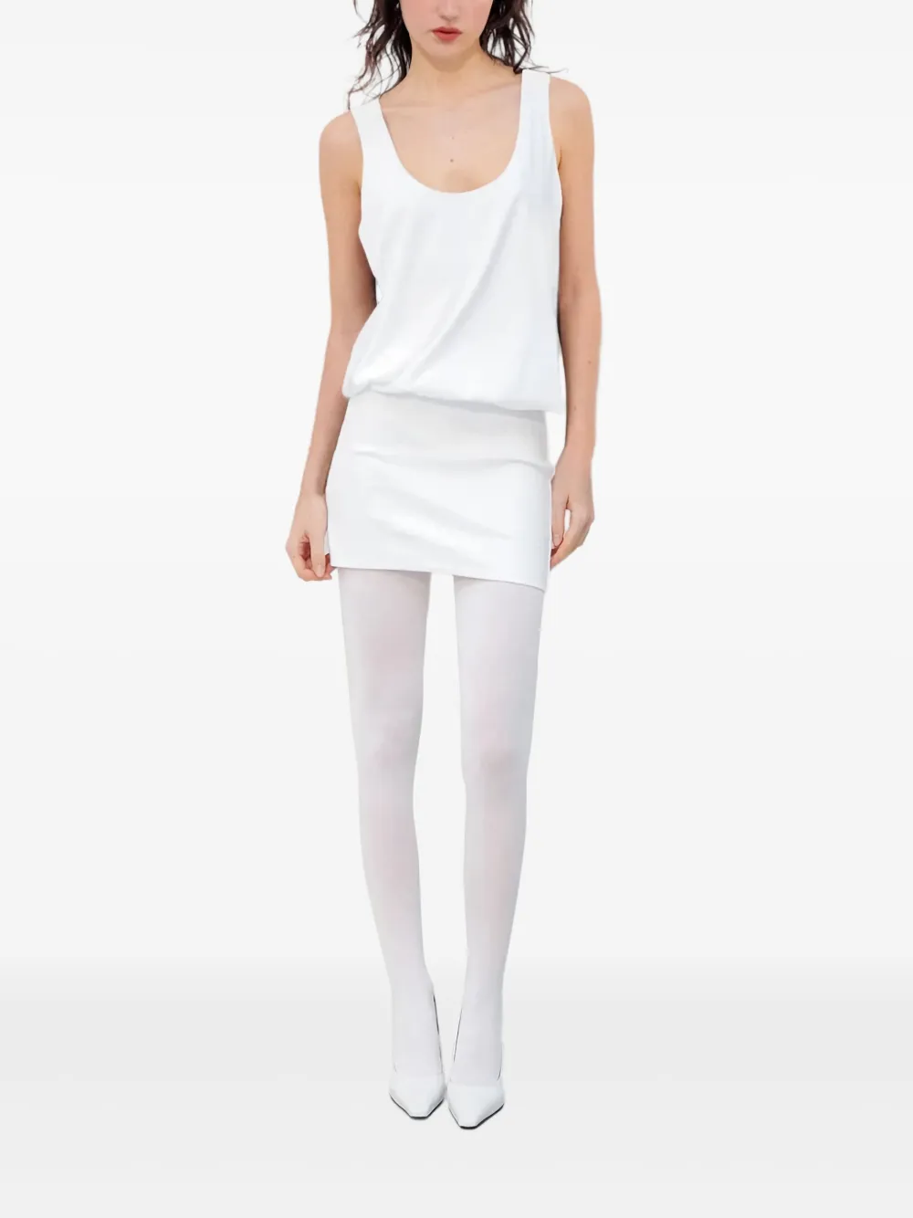 

Мини-платье Kuss с вырезом-лодочкой Lamia Lagha, белый