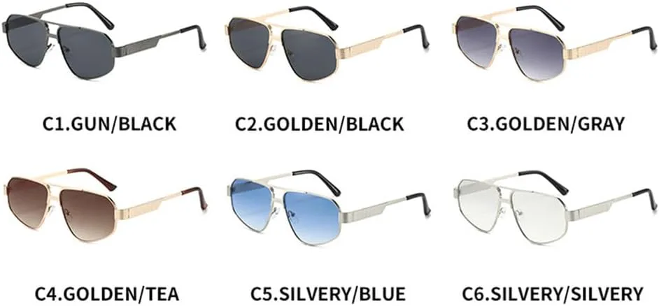 

Солнцезащитные очки UV400 с двойной перемычкой в ​​стиле металлик-панк для женщин и мужчин, для бега и занятий спортом на открытом воздухе UYPTK, Gold-gray