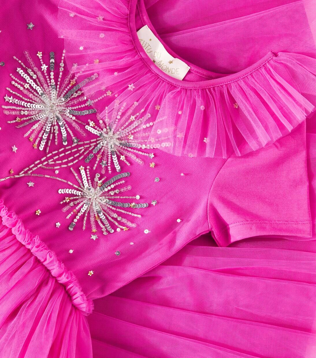 Платье Star Dance из хлопкового трикотажа и тюля Tutu Du Monde, цвет fuschia — фото 3