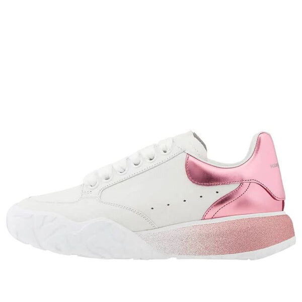 Кроссовки metallic court low-top sneakers 'white pink' Alexander Mcqueen, белый