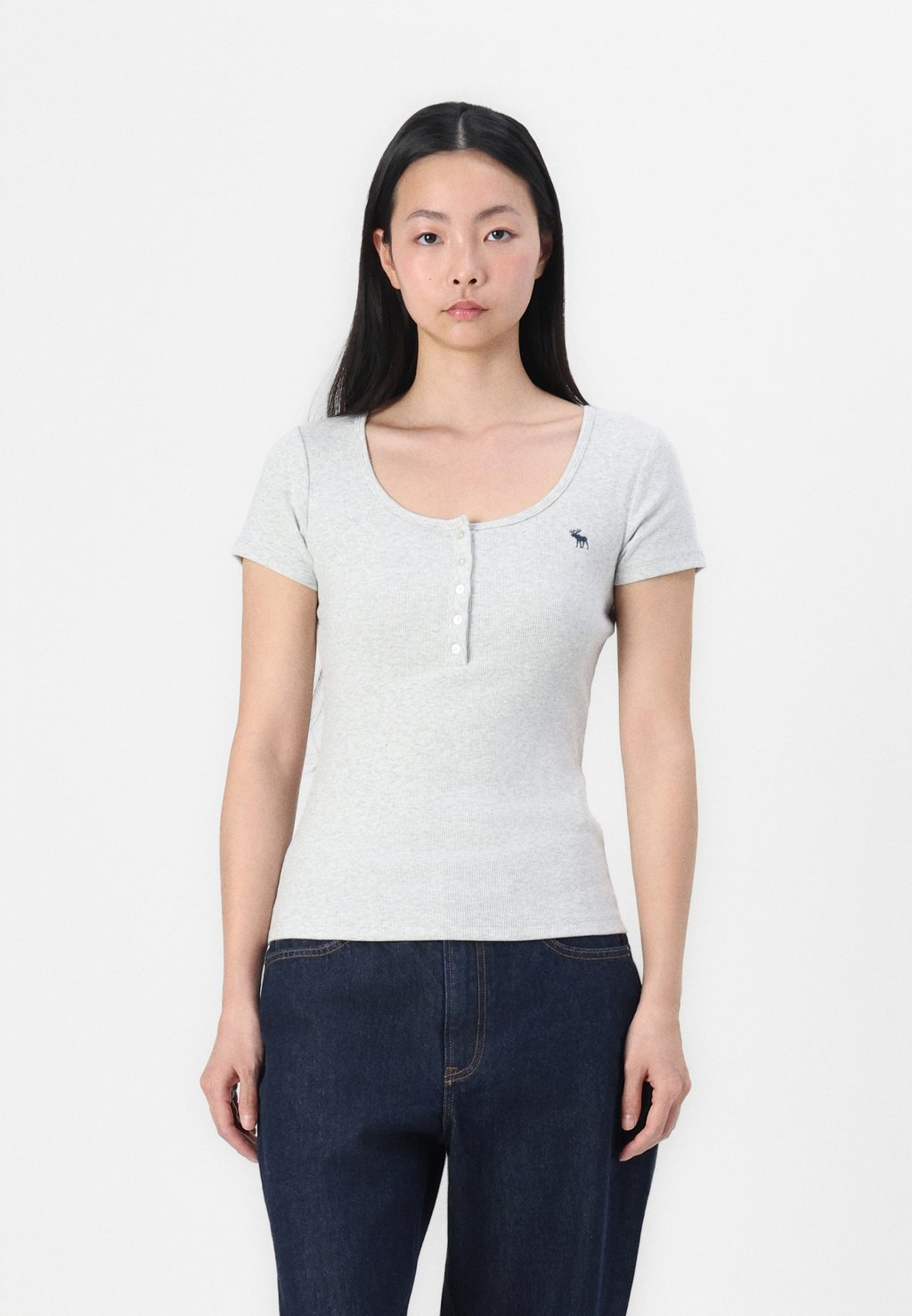 

Базовая футболка ICON HENLEY Abercrombie & Fitch, серый