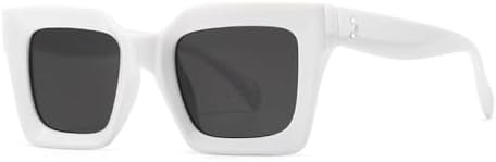 

Ретро-солнцезащитные очки «кошачий глаз» для женщин, модные сине-фиолетовые квадратные солнцезащитные очки для мужчин и женщин с защитой от УФ-излучения UV400 MTZJH, White Gray