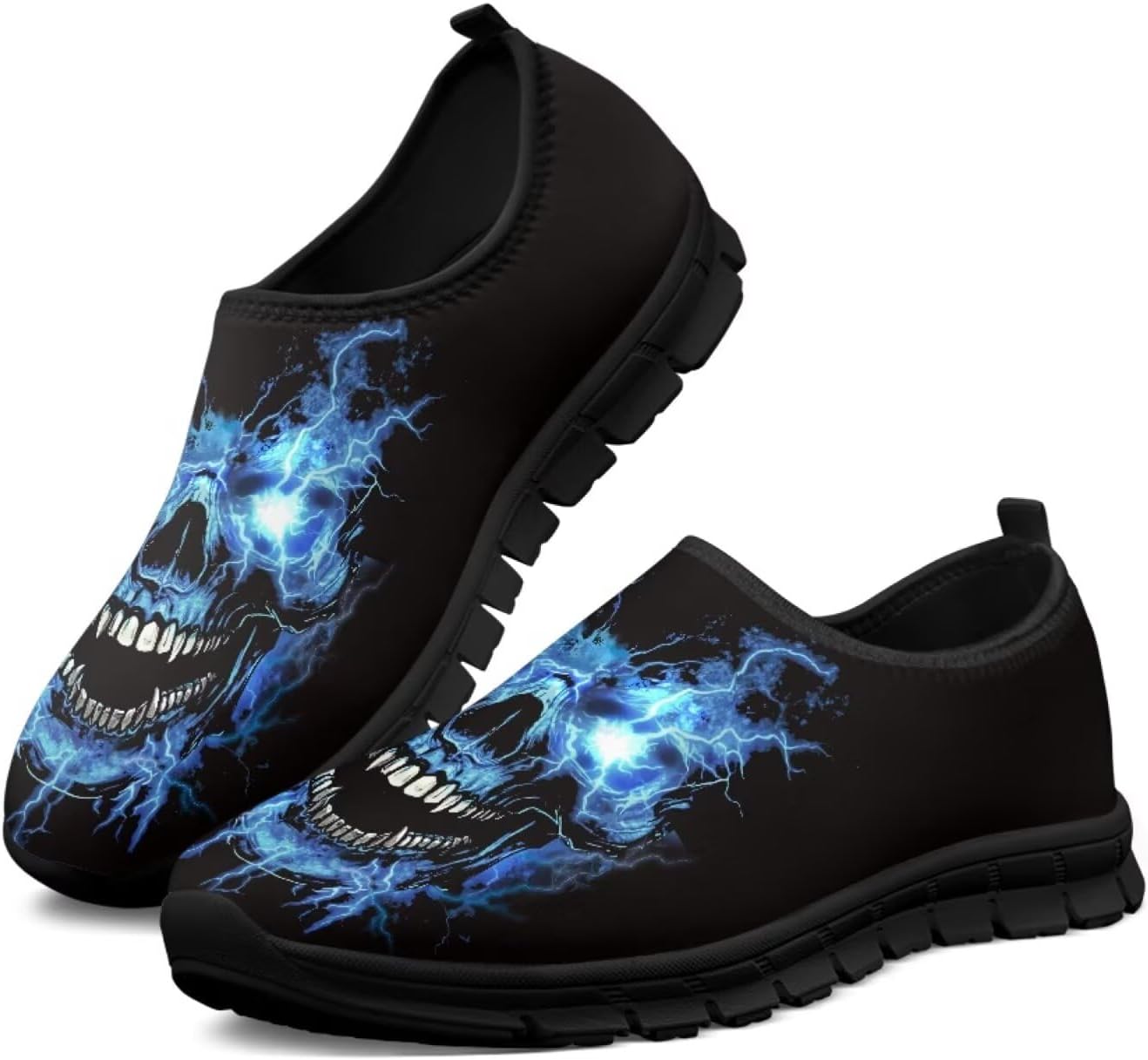 

Мокасины с принтом черепа Hsaiyjsp для мужчин и женщин, кроссовки без шнурков, дышащие обувь для бега и ходьбы, синий